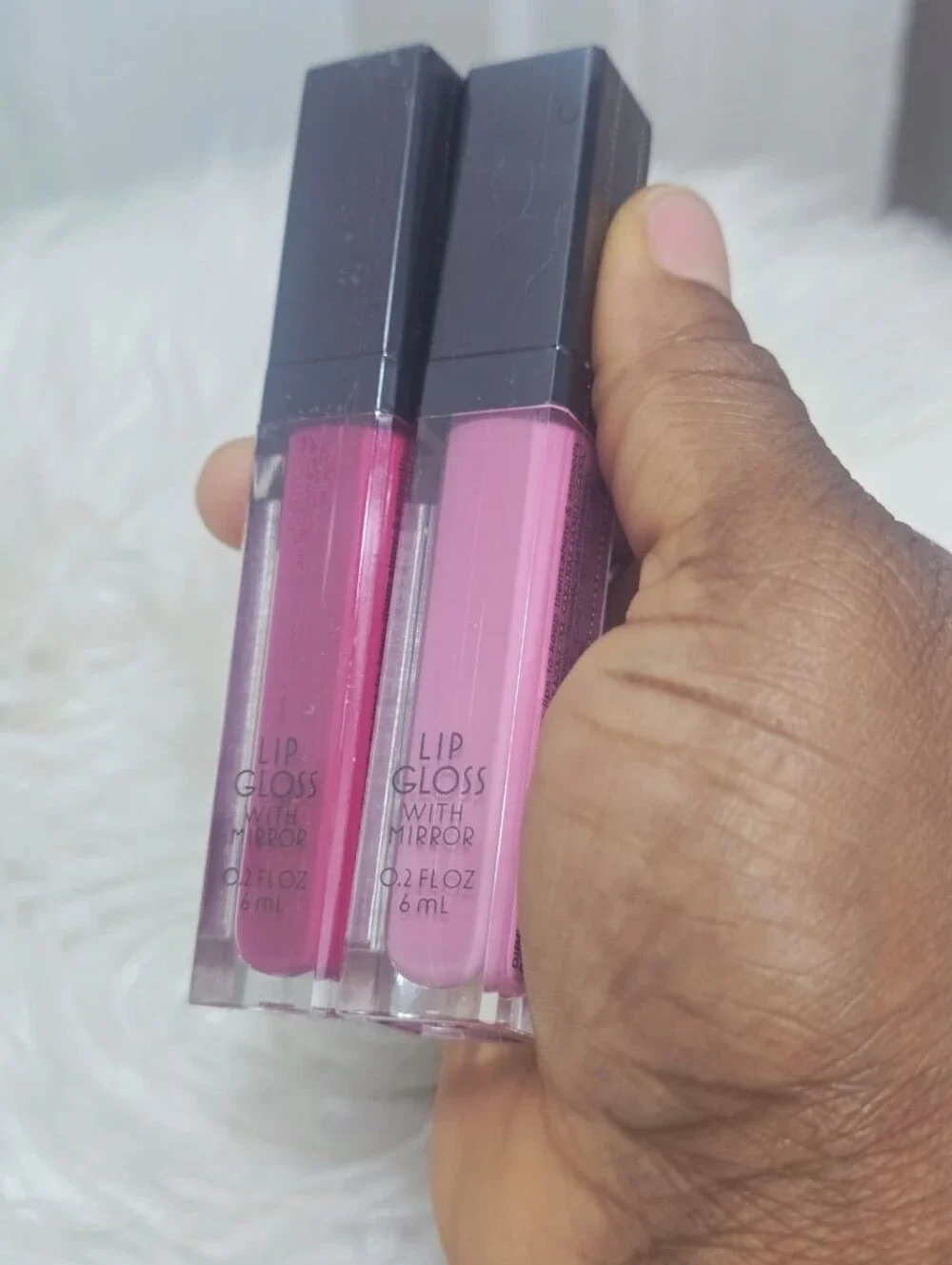 Fantasia Glass-Like Lip Gloss with Mirror Set of 2 Mauve and Pink